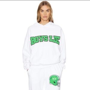 BOYS LIE Don't Fumble Racer Hoodie in White • XS/S • EUC